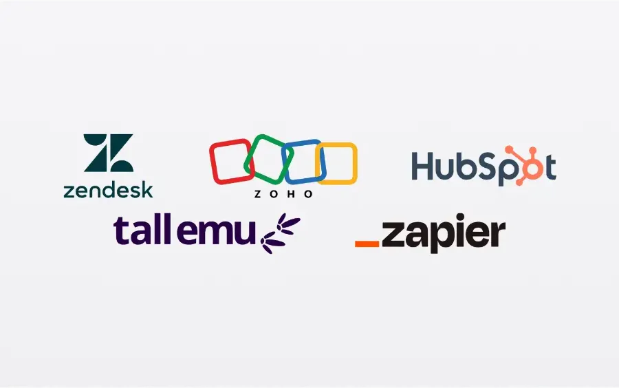 VoIPline integrations with Zendesk, Zoho, HubSpot, Tall Emu and Zapier