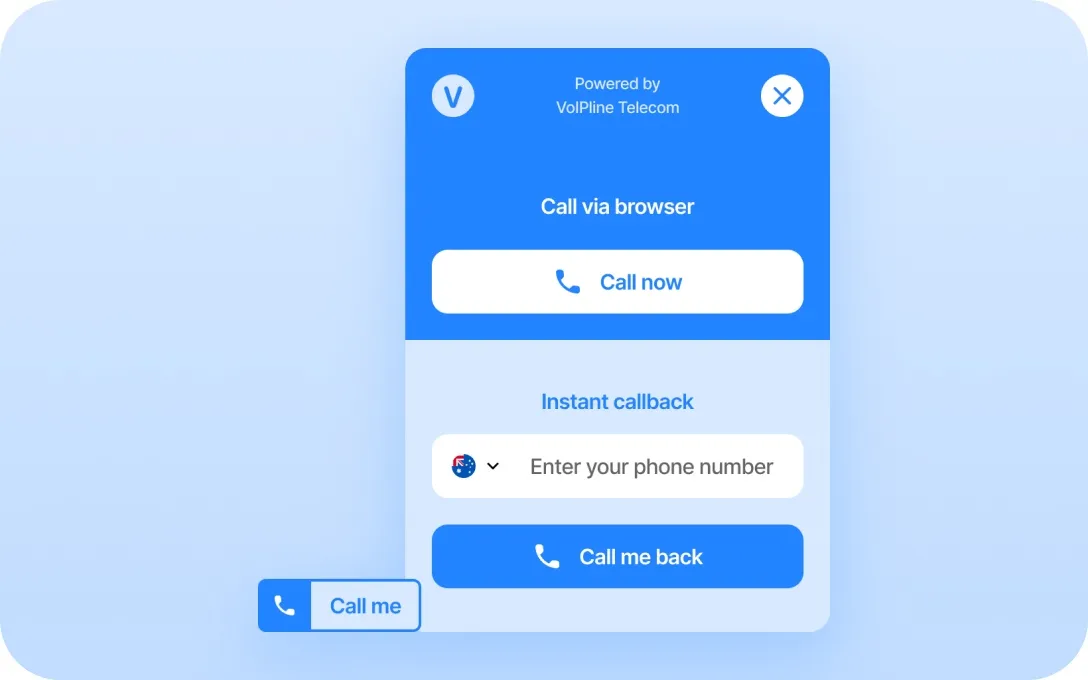 VoIPline website calling widget with browser calling and instant callback options