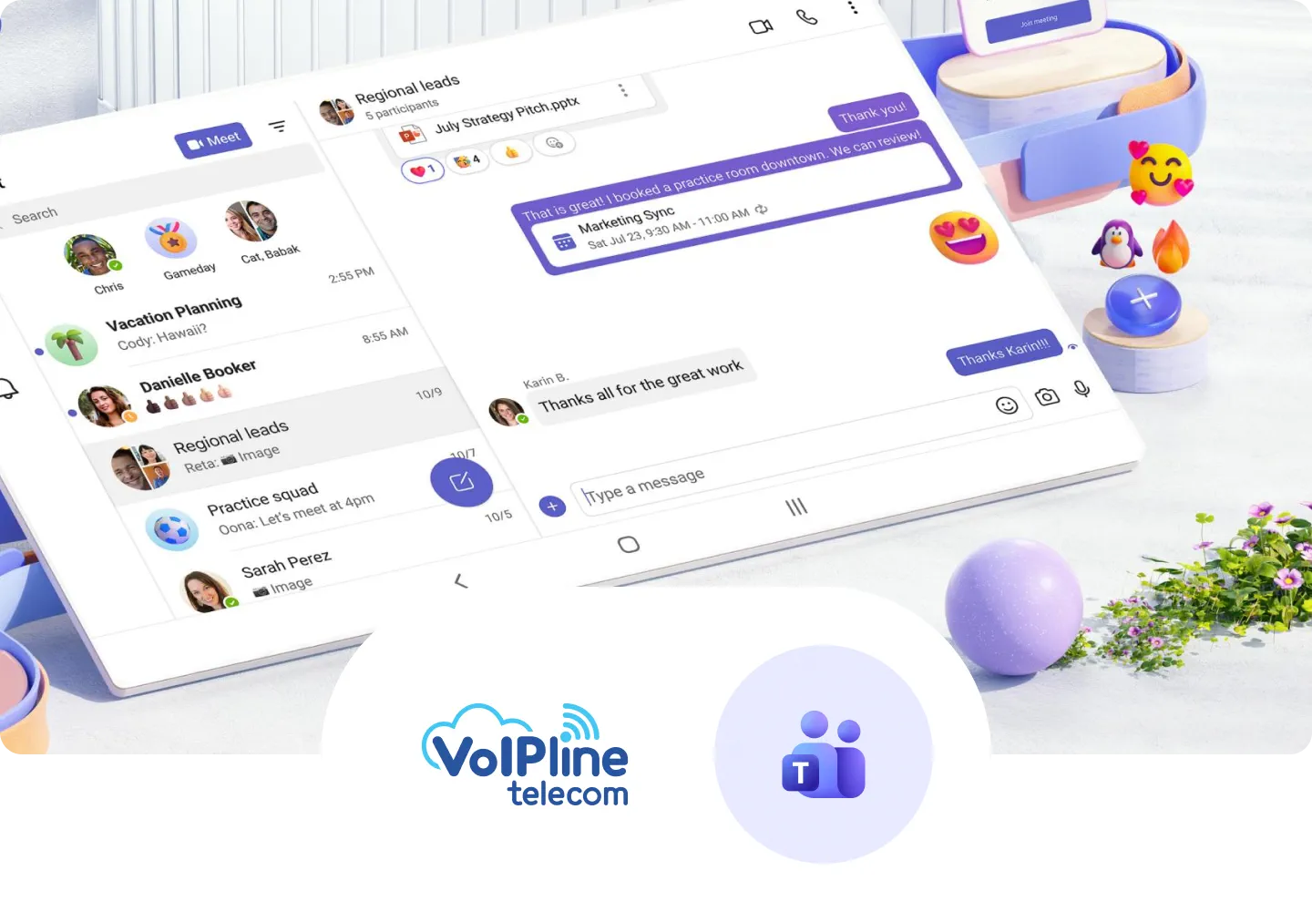 Microsoft Teams chat and calling interface with VoIPline direct routing