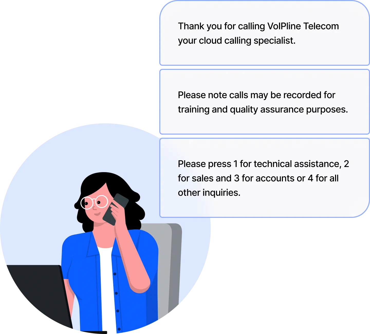 Business phone greeting examples for welcome messages, call recording notices and IVR menu options
